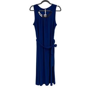 NY Collection Women's Petite Medium Ankle Length Belted Tie Sleeveless Dress